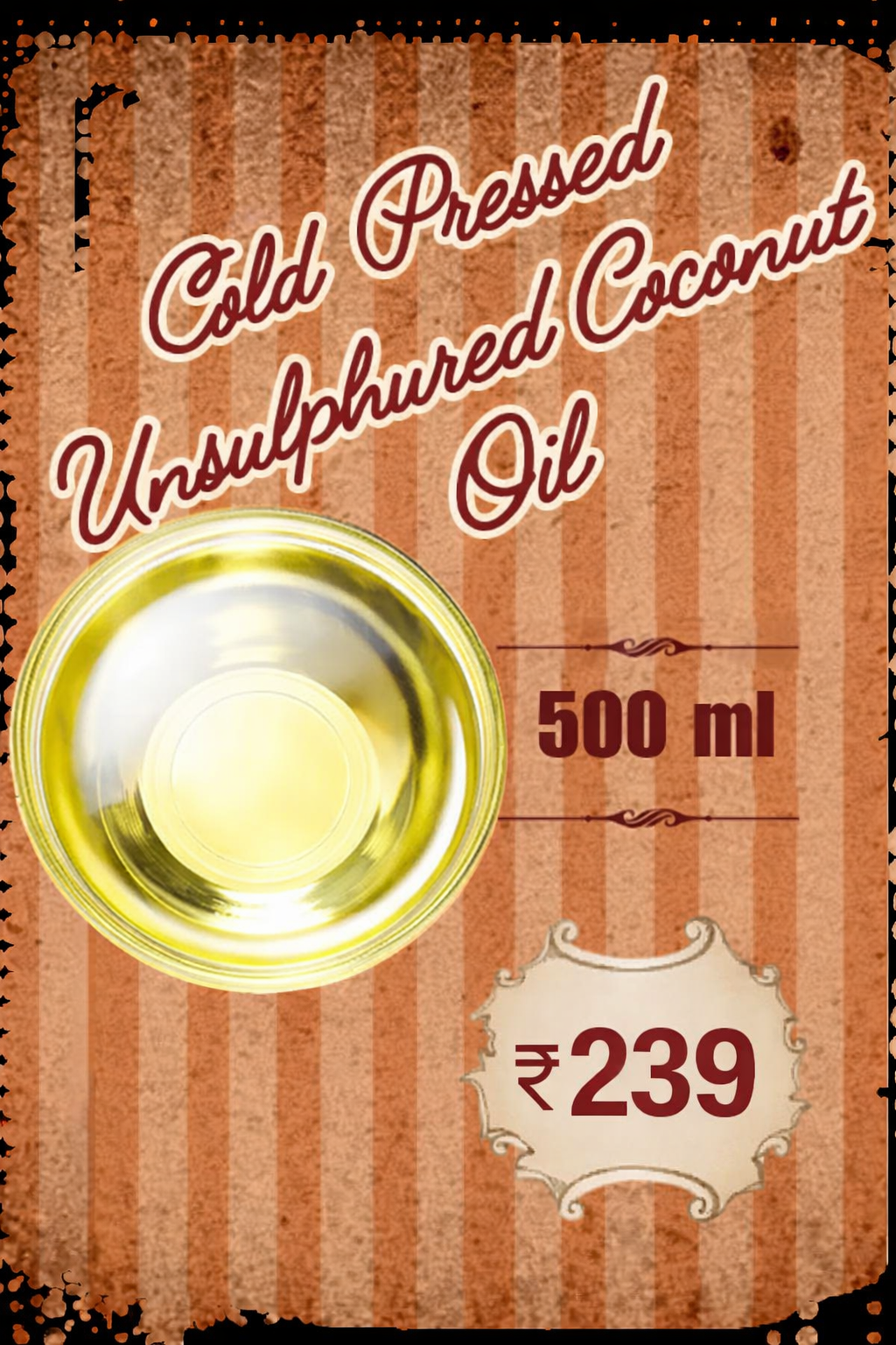 COLD PRESSED UNSULPHURED COCONUT OIL 500 mL